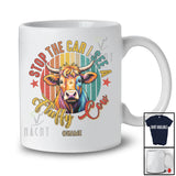 Personalized Custom Name Stop The Car I See A Fluffy Cow; Joyful Highland Cow Vintage Retro T-Shirt