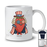 Personalized Custom Name Strawberry American Flag Cape; Amazing 4th Of July Fruit Vegan Patriotic T-Shirt