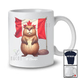 Personalized Custom Name Strong Beaver With Canada Flag; Lovely Canadian Animal Lover T-Shirt