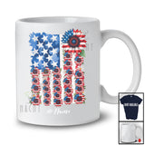 Personalized Custom Name Sunflower Flower US Flag; Awesome 4th of July American Flag Patriotic T-Shirt