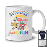 Personalized Custom Name Support Your Fruity Friends; Happy LGBTQ Pride Gay Banana Strawberry T-Shirt