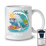 Personalized Custom Name Surfing Manatee; Amusing Summer Vacation Manatee Sea Animal T-Shirt