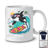 Personalized Custom Name Surfing Orca; Amusing Summer Vacation Orca Sea Animal T-Shirt