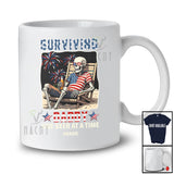 Personalized Custom Name Surviving Daddy Beer at a Time; Happy Father's Day Drinking Skeleton T-Shirt