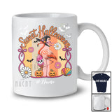 Personalized Custom Name Sweet Halloween; Joyful Summer Witch Flamingo Eating Ice Cream T-Shirt