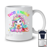 Personalized Custom Name Sweet Magical; Adorable Unicorn Eating Donut; Girls Women Family T-Shirt