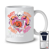 Personalized Custom Name Sweet Outside Spooky Inside; Humorous Halloween Skeleton Heart T-Shirt