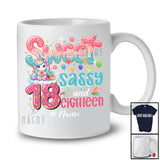 Personalized Custom Name Sweet Sassy Eighteen 18th Birthday; Lovely Unicorn Donut Family T-Shirt