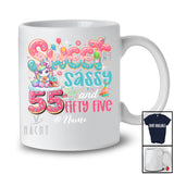 Personalized Custom Name Sweet Sassy Fifty Five 55th Birthday; Lovely Unicorn Donut Family T-Shirt