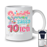 Personalized Custom Name Sweet Sassy Ten 10th Birthday; Lovely Unicorn Donut Family T-Shirt
