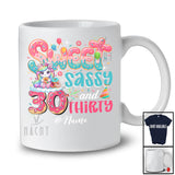 Personalized Custom Name Sweet Sassy Thirty 30th Birthday; Lovely Unicorn Donut Family T-Shirt