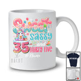 Personalized Custom Name Sweet Sassy Thirty Five 35th Birthday; Lovely Unicorn Donut Family T-Shirt