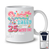 Personalized Custom Name Sweet Sassy Twenty Five 25th Birthday; Lovely Unicorn Donut Family T-Shirt