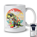 Personalized Custom Name T-Rex Drinking Cocktail; Joyful Summer Vacation T-Rex Hawaiian T-Shirt