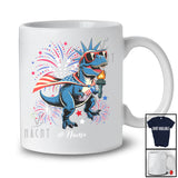 Personalized Custom Name T-Rex Liberty US Flag Sunglasses; Amazing 4th Of July Patriotic T-Shirt