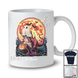 Personalized Custom Name T-Rex Ghost With Pumpkin Candy; Scary Halloween Moon Dinosaur T-Shirt