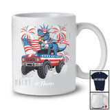 Personalized Custom Name T-Rex Liberty On Monster Truck; Cheerful 4th Of July Patriotic T-Shirt
