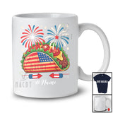 Personalized Custom Name Taco US Flag Fireworks; Joyful 4th Of July Chef Lunch Lady; Patriotic T-Shirt