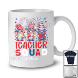 Personalized Custom Name Teacher Squad; Adorable 4th Of July Three Patriotic Gnomes T-Shirt
