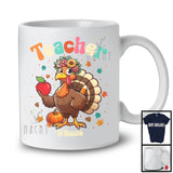Personalized Custom Name Teacher; Adorable Thanksgiving Turkey Flowers; Working Jobs Proud T-Shirt