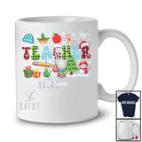 Personalized Custom Name Teacher; Joyful Christmas Cosplay Snowing Leopard Plaid T-Shirt