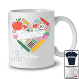 Personalized Custom Name Teacher; Lovely Back To School Tools Collection Heart Shape T-Shirt