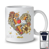 Personalized Custom Name Teacher, Lovely Leopard Heart Shape Sunflowers, Teacher Group T-Shirt