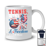Personalized Custom Name Tennis Wine Freedom; Joyful 4th of July Drinking Player; Patriotic T-Shirt