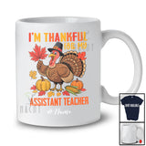 Personalized Custom Name Thankful For My Assistant Teacher; Proud Thanksgiving Turkey Pumpkin T-Shirt