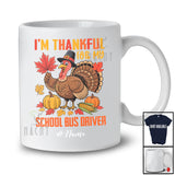 Personalized Custom Name Thankful For My School Bus Driver; Proud Thanksgiving Turkey Pumpkin T-Shirt