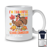 Personalized Custom Name Thankful For My School Counselor; Proud Thanksgiving Turkey Pumpkin T-Shirt