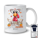 Personalized Custom Name Thankful For You Fuckers; Happy Thanksgiving Turkey Face Leopard Glasses T-Shirt