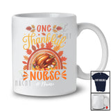 Personalized Custom Name Thankful Nurse; Lovely Thanksgiving Fall Leaf Rainbow Turkey T-Shirt