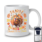 Personalized Custom Name Thanksgiving 2024 Thankful For My Family; Lovely Plaid Pumpkin Turkey T-Shirt