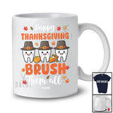 Personalized Custom Name Thanksgiving Brush Them All; Lovely Three Teeth Dental Dentist T-Shirt