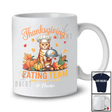 Personalized Custom Name Thanksgiving Eating Team; Lovely Fall Leaves Cat Owner Family T-Shirt