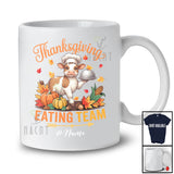 Personalized Custom Name Thanksgiving Eating Team; Lovely Fall Leaves Cow Farmer Family T-Shirt