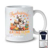 Personalized Custom Name Thanksgiving Eating Team; Lovely Fall Leaves Donkey Farmer Family T-Shirt