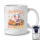 Personalized Custom Name Thanksgiving Eating Team; Lovely Fall Leaves Pig Farmer Family T-Shirt
