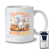 Personalized Custom Name Thanksgiving Eating Team; Lovely Fall Leaves Sheep Farmer Family T-Shirt
