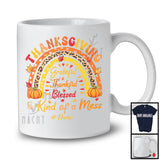Personalized Custom Name Thanksgiving Thankful Kind of Mess; Lovely Leopard Rainbow Pumpkin T-Shirt