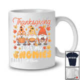 Personalized Custom Name Thanksgiving With My Gnomies; Lovely Fall Three Gnomes Family T-Shirt