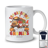 Personalized Custom Name Thanksgiving With My Gnomies; Lovely Three Gnomes With School Bus T-Shirt