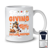 Personalized Custom Name Thanksgiving With My Little Cute Shetland Sheepdog; Lovely Fall Turkey T-Shirt