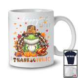 Personalized Custom Name Thanksgiving; Adorable Frog Plaid Turkey Pumpkin; Wild Animal T-Shirt