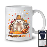Personalized Custom Name Thanksgiving; Adorable Hedgehog Plaid Turkey Pumpkin; Wild Animal T-Shirt