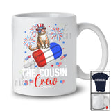 Personalized Custom Name The Cousin Crew; Lovely 4th of July Cat Riding Ice Cream; Patriotic T-Shirt