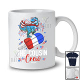 Personalized Custom Name The Cousin Crew; Lovely 4th of July T-Rex Riding Ice Cream; Patriotic T-Shirt
