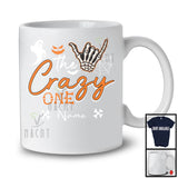 Personalized Custom Name The Crazy One, Humorous Halloween Skeleton Hand, Boo Ghost T-Shirt