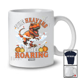 Personalized Custom Name The Heavens Are Roaring; Joyful Thanksgiving T-Rex Fall Pumpkins T-Shirt